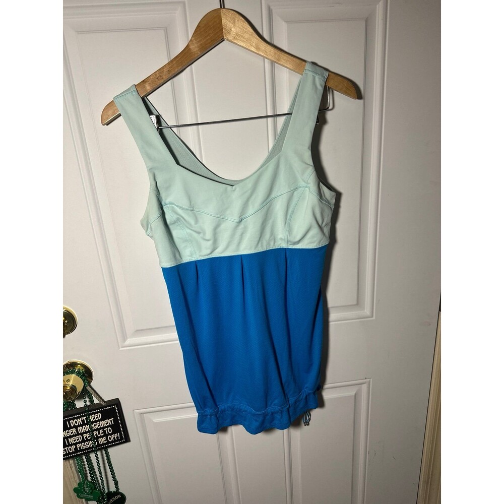 Lululemon Tame Me Tank Top Womens 10 Beach Blanket Blue Aqua Drawstring Side - Picture 2 of 7